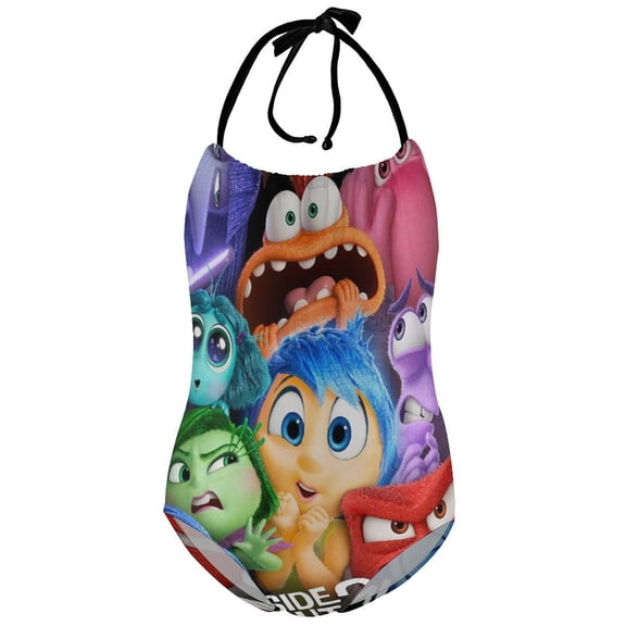 Girls Inside O-u Bathing Suit One Piece Halter Neck Strap Swimwear