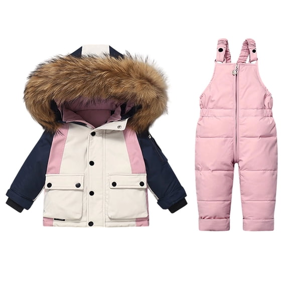 Girls Insulated Winter Snowsuit Ski Bibs With Jacket Cold Weather Clothes