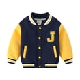 thumbnail image 1 of Girls Jacket Button Letter Embroidery Baseball Jacket Lightweight Jacket Fall Jackets Girls Jackets Size 4-5 Years, 1 of 9