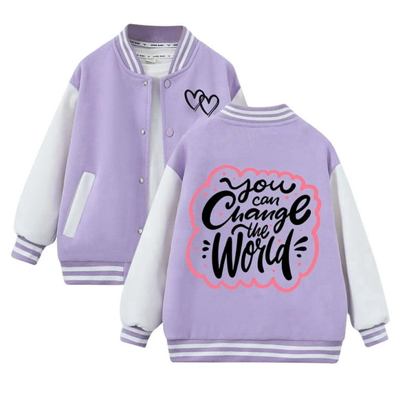 Girls Jacket Casual Button Lightweight Sweatshirt Baseball Color Block Jacket Outwear With Pockets