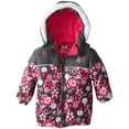 thumbnail image 1 of Girls Jacket Floral Lined Winter Hooded Jacket Kids Coat, Gray, Size: 4T, 1 of 2