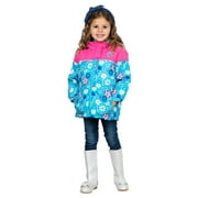 RUGGED BEAR Girls Jacket Floral Lined Winter Hooded Jacket Kids Coat, Turquoise, Size: 4