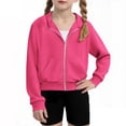 thumbnail image 1 of Girls Jacket Girls Zip Up Cropped Hoodies Long Sleeve Casual Sweatshirts Jacket With Pockets 4-12 Years Fall Jacket Athletic Tops Cute Tops for Girls, 1 of 9