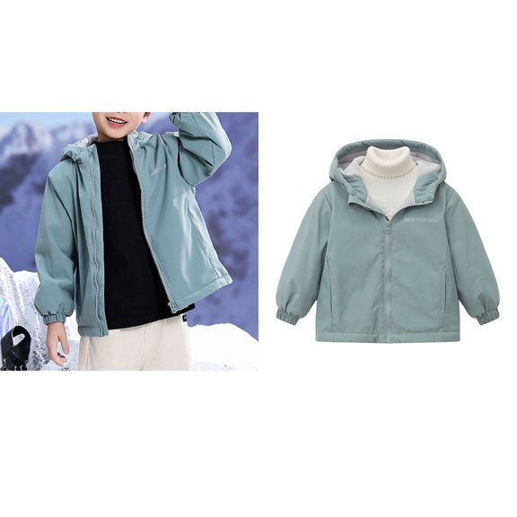 Girls Jacket Kids Boys Lined Thickened Windbreaker Jacket with Hood Zipper Hoodies Boys Lightweight Jacket Fall Coat Sweatshirts for Kids 6-7 Years