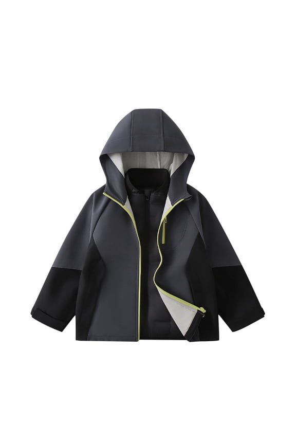 Girls Jacket Kids Hooded Coat Lightweight Windproof Zip Up Thin Outwear Toddler Long Sleeve Sunscreen Windbreaker Spring Autumn Warm Softshell Clothes Black 9-10 Years