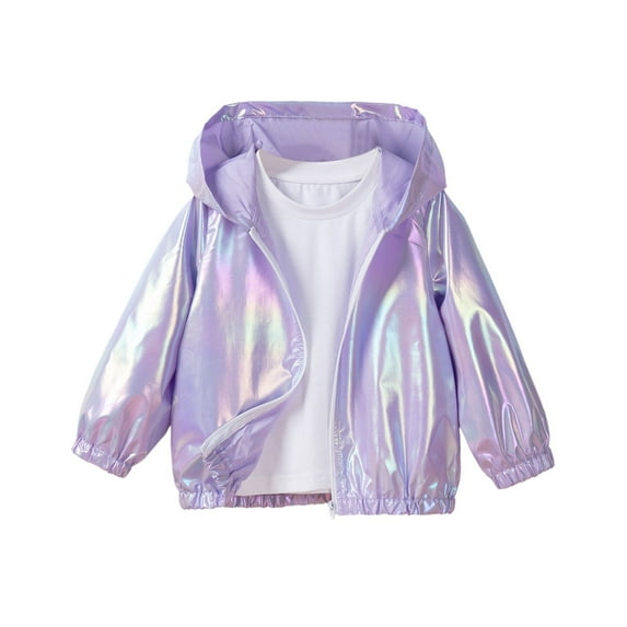 Girls Jacket Lightweight Windproof Hooded Zipper Coat Spring Fall Thin Raincoat Kids Outerwear Reflective Sun Casual Comfort Soft