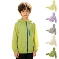thumbnail image 1 of Girls Jacket Long Sleeve Hooded Zipper Unisex Light Jacket Sun Protection Jacket Boys 5-6 Years Clothes, 1 of 9