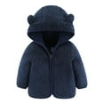 thumbnail image 1 of Girls Jacket Size 18-24M Bear Ears Hooded Zipper Warm Winter Navy Outerwear Jackets & Coats, 1 of 4