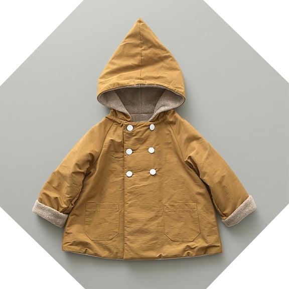Girls Jacket Toddler Girls Thickened Windbreaker Hoodie Button Down Toddler Light Jacket Fall Jacket Clothes Toddler 1-2 Years