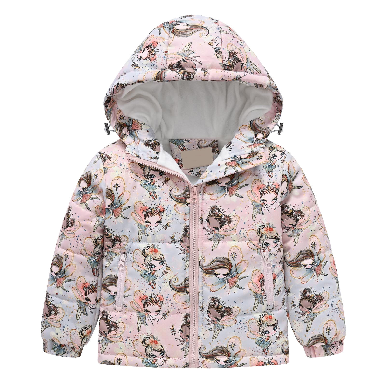Girls Jacket Toddler Winter Animal Cartoon Prints Hooded Thicken