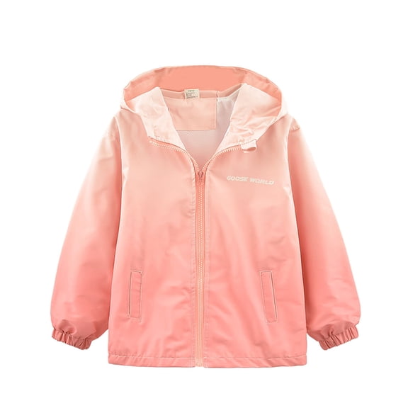Girls Jacket Windbreaker Lightweight Outdoor Raincoat Fall Winter Hiking Coat with Hood for Toddler Youth Kids Casual Daily Wear
