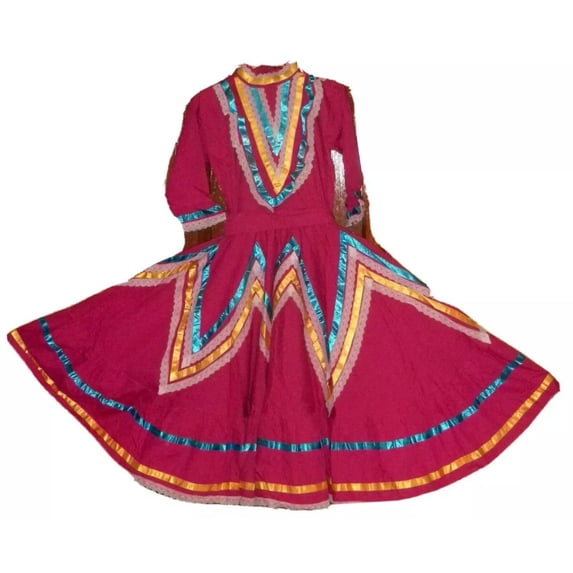 Girls Jalisco Dress Wide Skirt Folklorico 5 De Mayo Fiesta Dance X-Small Pink