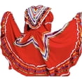 thumbnail image 1 of Girls Jalisco Dress Wide Skirt Folklorico 5 De Mayo Fiesta Dance X-Small Red, 1 of 3