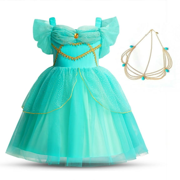 Girls Jasmine Princess Costume Halloween Cosplay Party Dress Up