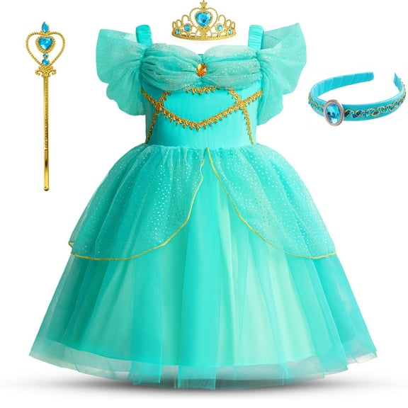 Girls Jasmine Princess Costume Halloween Cosplay Party Dress Up