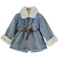 thumbnail image 1 of Girls Jean Jacket Girls Lined Jeans Jacket Warm Long Denim Coat Winter Outerwear Girls Denim Jacket Blue 2 Years-3 Years, 1 of 7