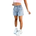 thumbnail image 1 of Girls Jean Shorts Elastic Waist Casual Fashion Button Denim Shorts Lightweight Loose Comfy Summer Breathable Shorts with Pocket, 1 of 6