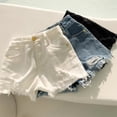 thumbnail image 1 of Girls Jean Shorts Ripped High Waist Straight Leg Zipper Button Y2K Cute Print Distressed Multiple Pockets Denim Shorts, 1 of 3