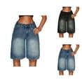 thumbnail image 1 of Girls Jean Shorts Teen Girl Shorts Girls Denim Shorts High Waist Stretch Comfortable Summer Fashion Teen Casual Streetwear Youth Elastic Waist Bottoms, 1 of 6