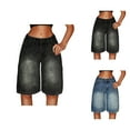thumbnail image 1 of Girls Jean Shorts Teen Girl Shorts Girls Denim Shorts High Waist Stretch Comfortable Summer Fashion Teen Casual Streetwear Youth Elastic Waist Bottoms, 1 of 8