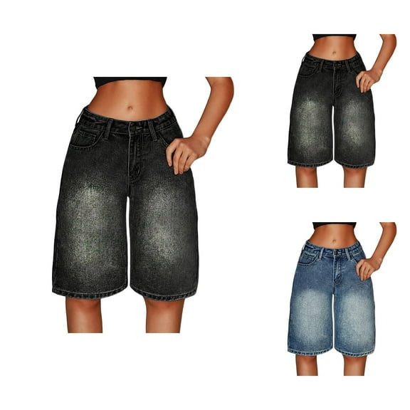 Girls Jean Shorts Teen Girl Shorts Girls Denim Shorts High Waist Stretch Comfortable Summer Fashion Teen Casual Streetwear Youth Elastic Waist Bottoms