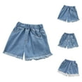 thumbnail image 1 of Girls Jean Shorts Teen Girl Shorts Girls Denim Shorts Toddler Casual Summer High Waisted Embroidered Jeans Short with Pockets for Holiday, 1 of 7