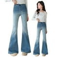thumbnail image 1 of Girls Jeans Baggy Pants Flare/Skinny Teen Ripped Denim Tween Clothes Outfits Preppy Casual Kids,Color:Blue,Size:8-9 Years, 1 of 9