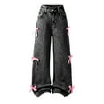 thumbnail image 1 of Girls' Jeans Denim Elastic Loose Fit Wasit Wide Leg Baggy Pants Kids Clothes School Daliy Wear 4-14 Years, 1 of 8