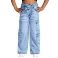 thumbnail image 1 of Girls' Jeans Denim Elastic Wasit Wide Leg High Waist Denim Pants Teen Girl Clothes Cowgirl Pants 8-9 Years Girls Fashion, 1 of 9