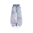 thumbnail image 1 of Girls Jeans Elastic Waist Pull-On Denim Pants Comfy Stretchy Soft Streetwear Trousers Back To School Clothes for Girls, 1 of 9