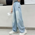 thumbnail image 1 of Girls' Jeans Elastic Waist Wide Leg Jean Denim Pants Teen Clothing Clean Girl Clothes 7-8 Years Girls Fashion, 1 of 9