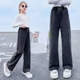 thumbnail image 1 of Girls Jeans Elastic Waist Wide Leg Pants Trousers for Teens Girls Pants Size, 1 of 3