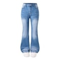 thumbnail image 1 of Girls Jeans Fashion Cute Stretch Slim Flare Denim Pants with Pocket Girls Clothes Size 6-13, 1 of 5