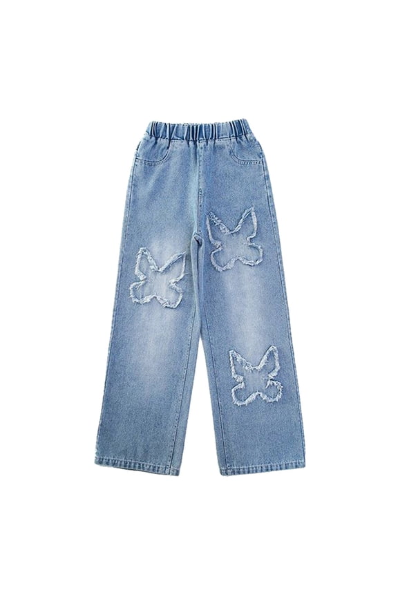 Girls' Jeans High Waist Wide Leg Baggy Pants Teen Clothing Juniors Jeans