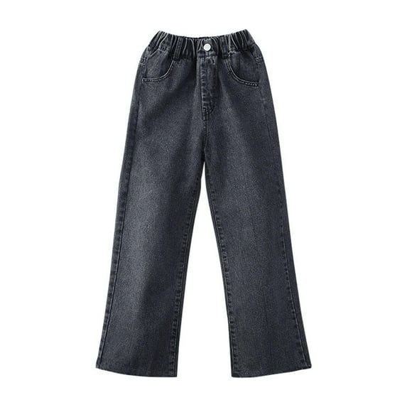 Girls Jeans High Waisted Flare Pants Casual Stretch Demin Pants with Pockets 5-14 Years Straight Leg Denim Pants Denim Shorts Girls