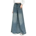 thumbnail image 1 of Girls Jeans New Teen Girls Wide Leg Jeans, Girls High Waist Baggy Jeans, Kids Travel Casual Distressed Ripped Elastic Waist Pull On Denim Pants for School, 1 of 8