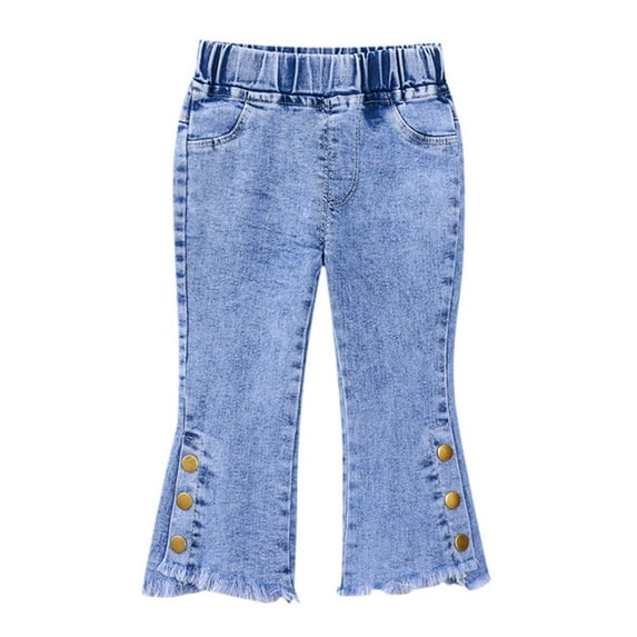 Girls Jeans Size 9 Kids Toddlers Girls Casual Jeans Elastic Waist Denim Wide Leg Pants Toddler Trousers Clearance Pants Z0AB-Gold, 6-12 Months