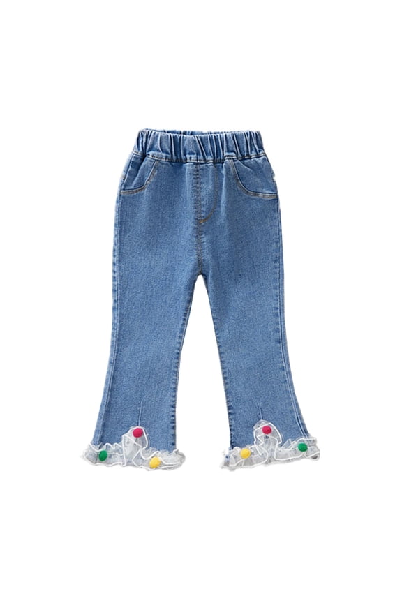 Girls Jeans Spring And Autumn 2024 New Children's Elastic Flared Pants Little Girls Casual Pants