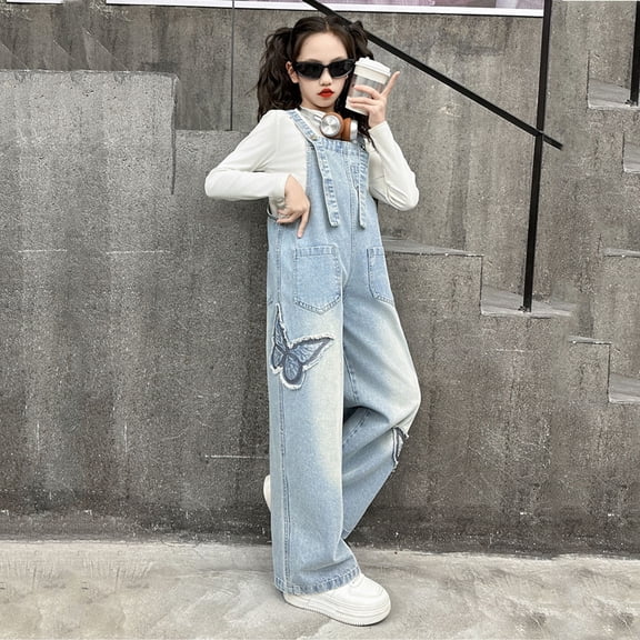 Jeans for Teen Girls Girls Bell Bottoms Embroidered High Waisted Wide Leg Jeans with Pockets for Teens 6-7 Years