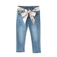 thumbnail image 1 of Girls' Jeans Toddler Slim Fitting Button Closure Belted Denim Pants with Pockets Fashion Fall Long Trousers, Light Blue3 Years, 1 of 6