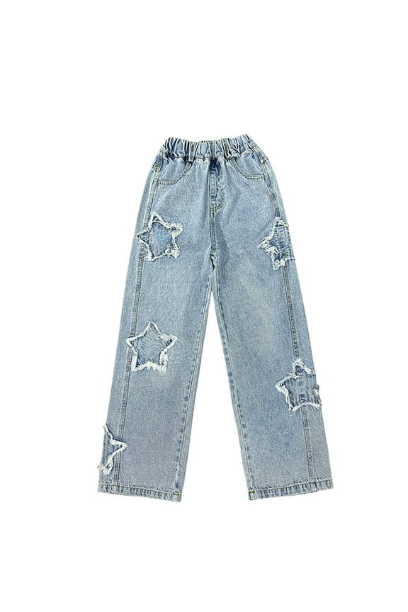 Girls' Jeans Wide Leg Baggy High Waist Pants Teen Girl Clothes Justice Girls Clothing