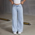 thumbnail image 1 of Girls' Jeans Wide Leg with Bow Detail | Comfortable Elastic Waist Spring Summer Jeans 8-14Y Baggy Jeans Kids Girls, 1 of 8