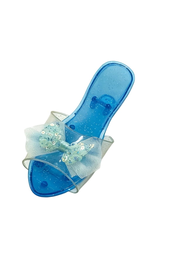 Girls Jelly Sandals Princess Shoes Kids Heels Plastic Bow Decor for Birthday Party Cosplay Dress Up