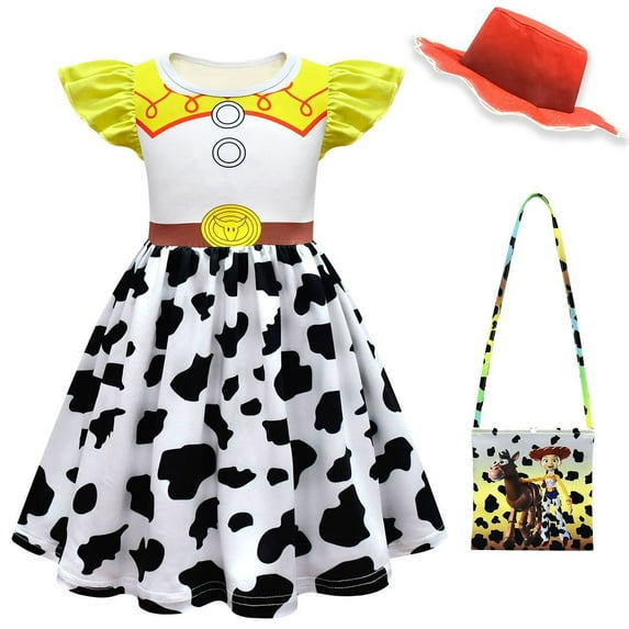 Girls Jessie Cartoon Dress Halloween Costume Princess Cowgirl Cosplay Outfits