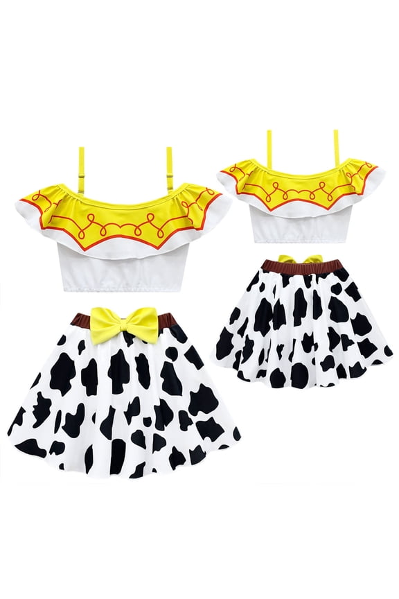 Girls Jessie Two-Piece Swimsuit Cowgirl Off Shoulder Bathing Suit Tankini Swimwear