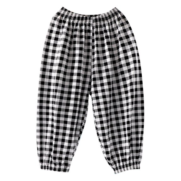 Girls Jogger Pants Summer Casual Cotton Gingham Pants Cute Toddler Pull-On Pajamas Bottom Sleepwear 3T