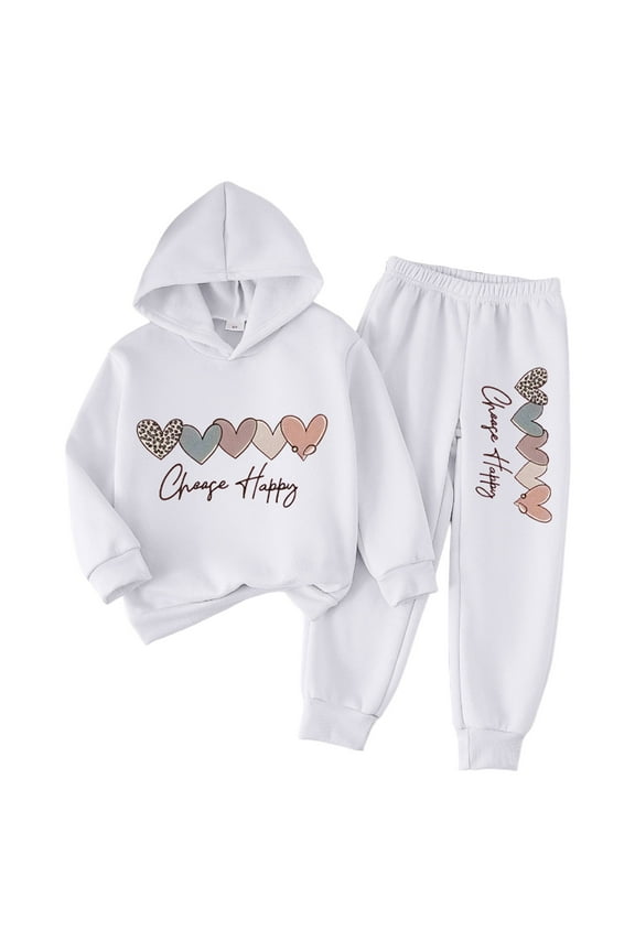 Girls Jogger Set Clothes For Teen Girls Girl's 2 Piece Outfits Graphic Crewneck Sweatshirts and Long Pants Set Spring Fall Clothes