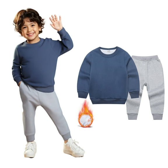Girls Jogger Set Long Sleeve Crewneck Dark Blue Casual Sweatshirt Jogging Pants 2 Piece Fall Winter Clothes 3-4 Years Boys Clothes Boys Girls Fashion