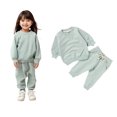 thumbnail image 1 of Girls Jogger Set Long Sleeve Crewneck Mint Green Basic Sweatshirt and Jogger Pants 2 Pcs Warm Fall Winter Clothes Girls Trendy Clothes 3-4 Years Boys Girls Fashion, 1 of 4