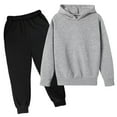 thumbnail image 1 of Girls Jogger Sets Clearance, Children Kids Casual Letter Printed Long Sleeve Hoodie Pullover Sweatshirt Tracksuit Jogger Sweatpants Unisex 2 PC Sweatsuit Set 9-10 Years, 1 of 2